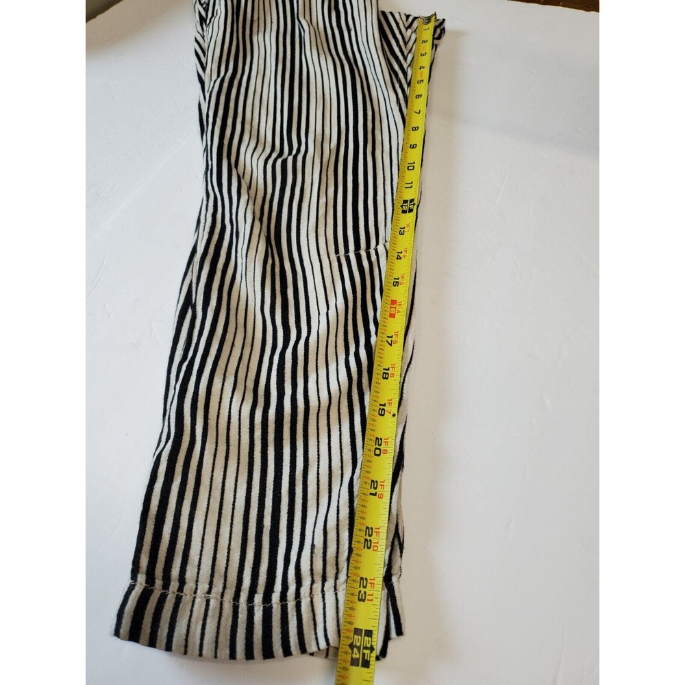 Free People 2 Women Pants Tapered High Rise Pleated Striped Straight White Black - Picture 10 of 11